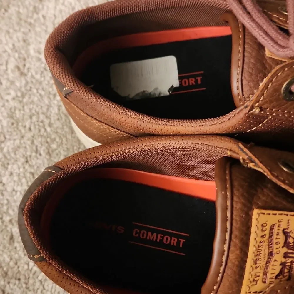 Levi's Men's Brown Faux Leather Lace-Up Loafer Shoes Size 10.5
